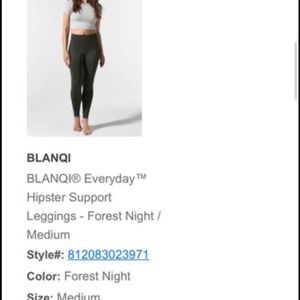 BLANQI Everyday Hipster Leggings. Forest green. Size Medium. BRAND NEW